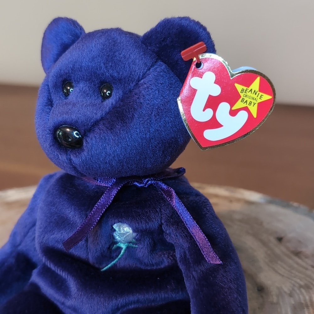 Ty Beanie Baby PRINCESS Diana Of Wales Teddy Bear - Retired Collectible 🌹💜 - Picture 2 of 10